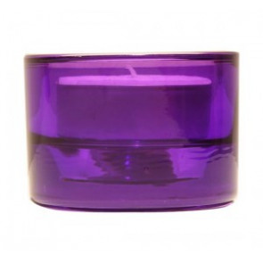 Svícen sklo 57x83 fialový na mal./velkou čajovou svíčku