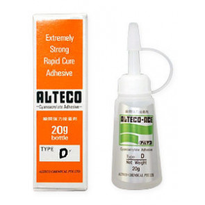 ALTECO Super Glue D 20 g s kapátkem box, průmyslové vteřinové lepidlo na těžce slepitelné plasty a kovy